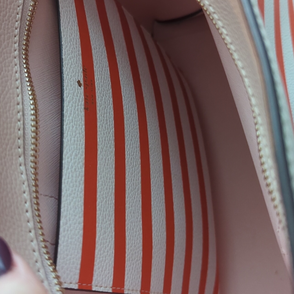 Kate Spade New York Patrice Tropical Red Pink Orange Striped Satchel Tote Bag - Picture 10 of 10